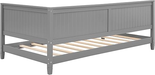Miniatura 6 de Marco de sofá cama de tamaño individual con soporte de listones, sofá cama individual de madera maciza con respaldo y un reposabrazos único, sofá