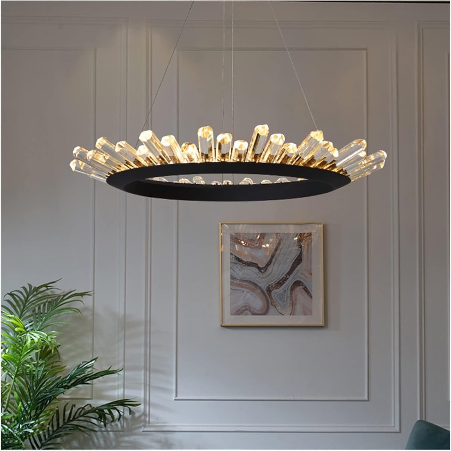 Lustre en cristal circulaire duplex pour salon et salle à manger moderne