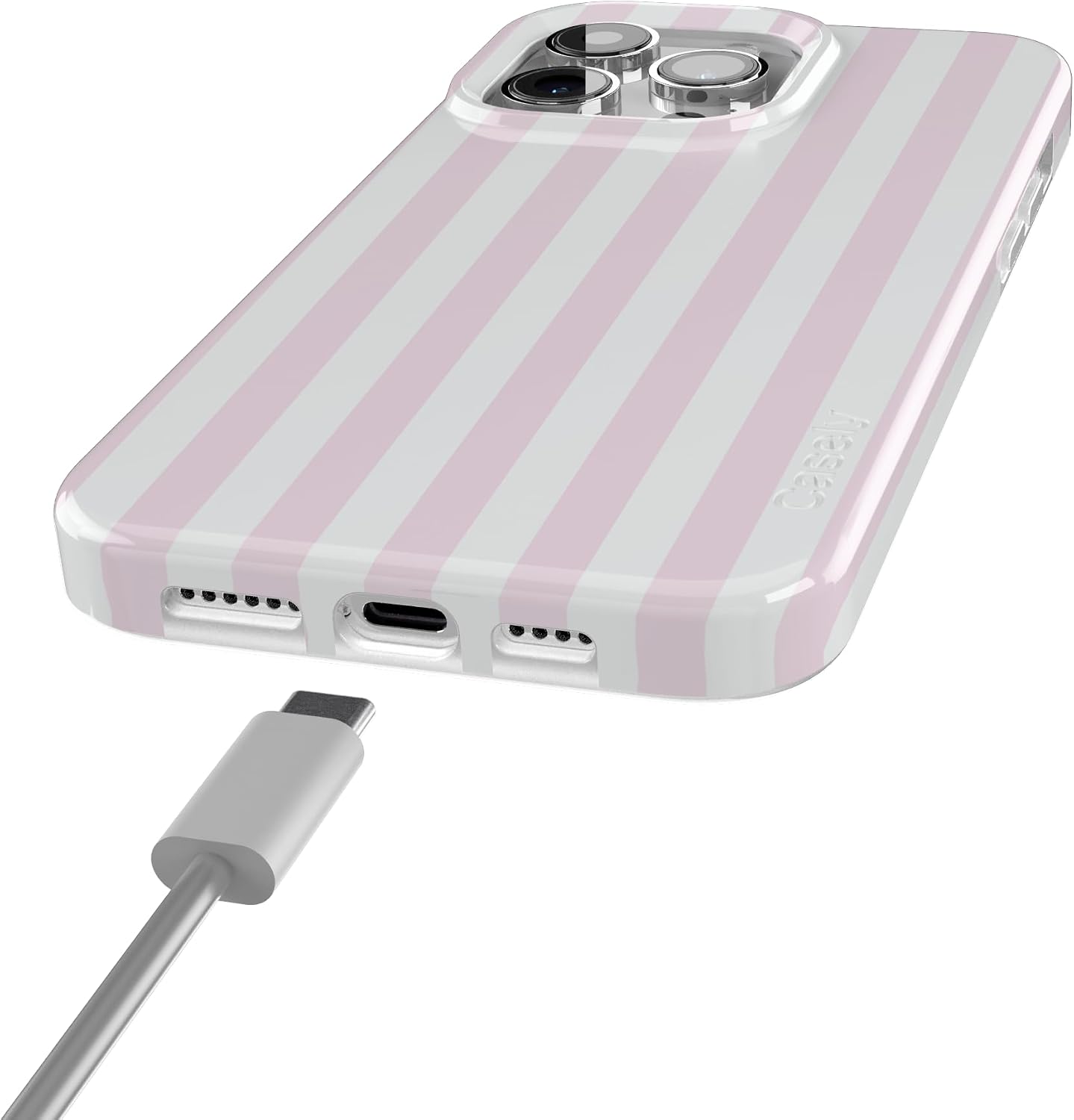 Casely iPhone 15 Pro Case | Pink Stripes | Sunday Best | Compatible with MagSafe | Classic Ultra Thin Design