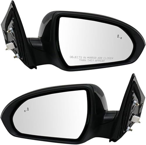TRQ Driver & Passenger Side Power Heated Mirror Set Paint to Match Manual Foldin