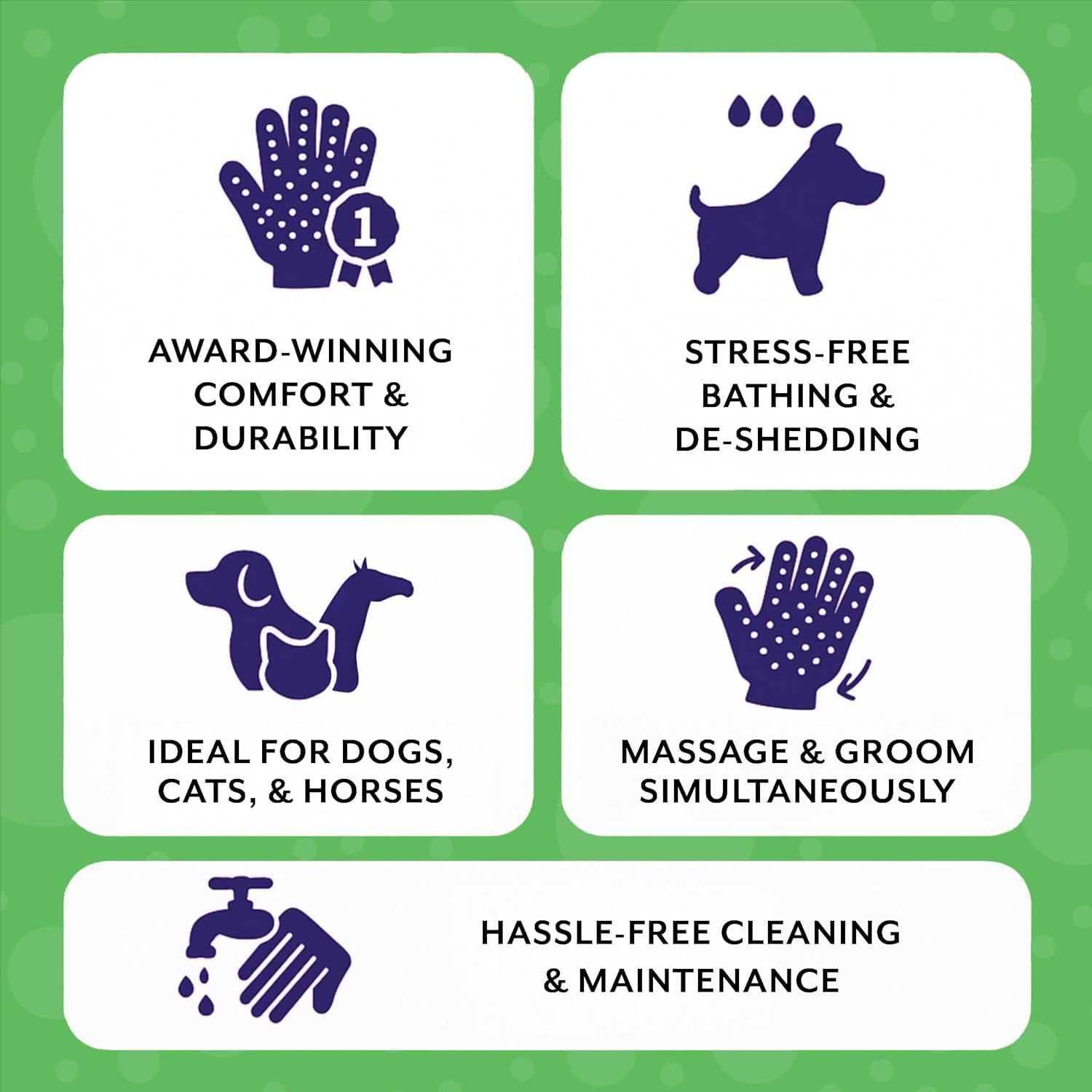 H HANDSON Guanti da toeletta per Animali Domestici - Guanti da spargimento, Bagno e rimozione dei peli - Spazzola Delicata per Gatti, Cani e Cavalli (Neri, Medi)