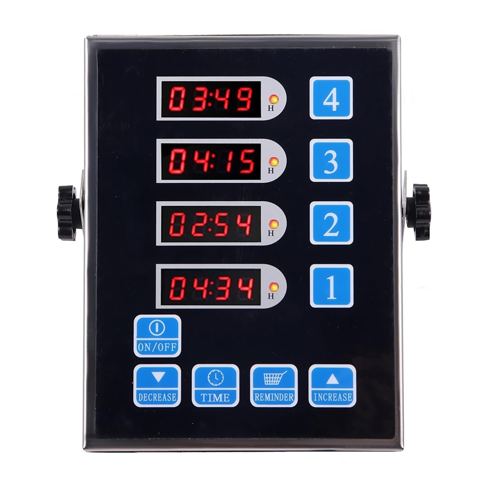 Timer di Cottura, Timer Commerciale a 4 canali, Timer da Cucina, Timer da Cucina for polli - Promemoria Orologio Timer Ristorante in Acciaio Inossidabile, Eventi Multipli con Allarme Rumoroso