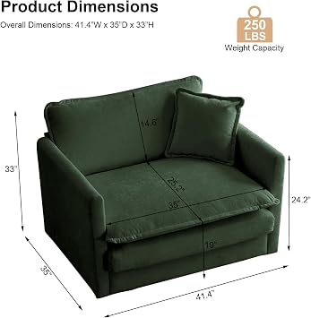 KIVENJAJA 41.4 Chenille Single Sofa Chair, Green