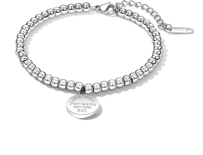 Amazon Rockyu ブランド ジュエリー 人気 ブレスレット レディース シルバー シンプル 珠 腕輪 チタン 玉ビーズ 刻印 スターリング ブレスレット 通販 Amazon Rockyu ブランド ジュエリー 人気 ブレスレット レディース シルバー シンプル 珠 腕輪 チタン 玉ビーズ 刻印 スターリング ブレスレット 通販