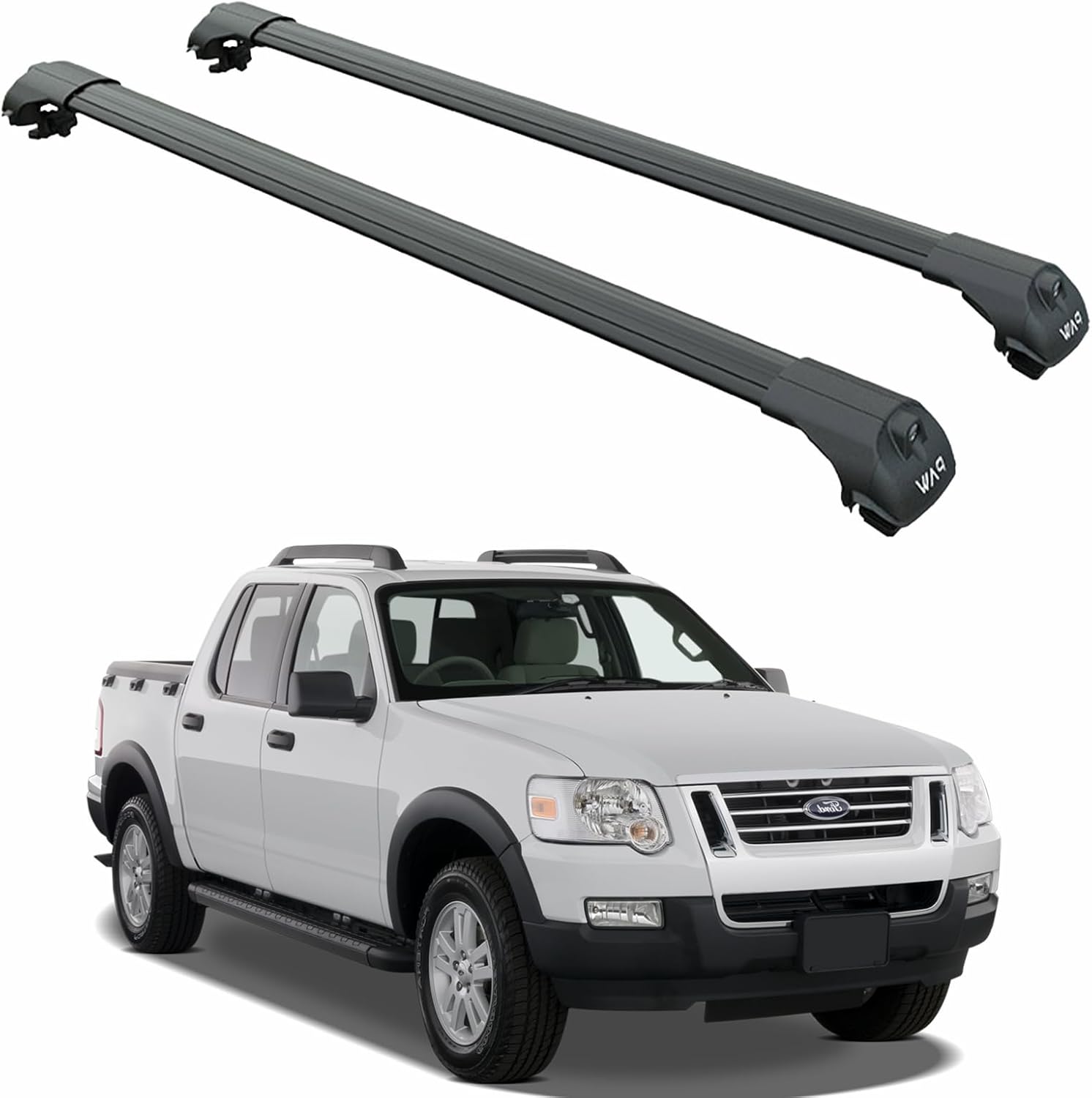 Fits Ford Explorer Sport Trac (2001–2010) Roof Rack Cross Bars – for Raised Roof Rails, 330 lbs Capacity, Lockable Aluminum Bars w/T-Slot Channel, No-Drill Installation (Black, Gen1 (2001–2005))