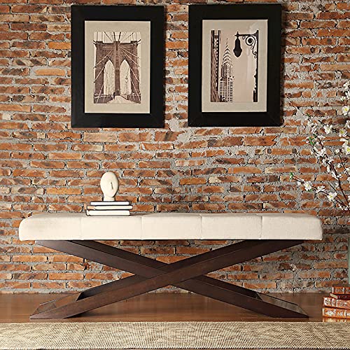 Banc de lit capitonné en lin pour optimiser le rangement des chaussures