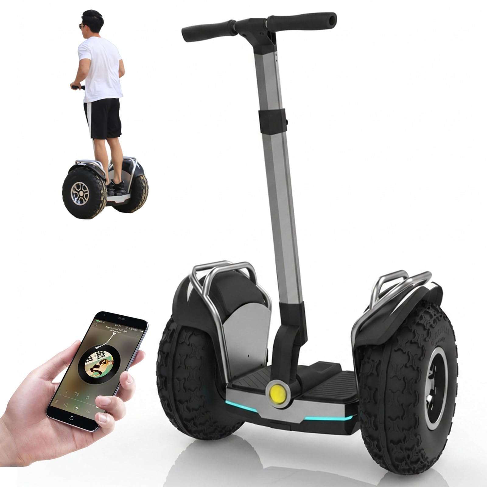 Trottinette Électrique Adulte Tout-Terrain 19", Draisienne Électrique Auto-Équilibrée avec Guidon Réglable, Écran OLED & APP, Capacité de Charge de 150 kg, Étanche IP54 Grey