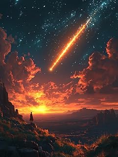 KY-lunk DIY Paint by Numbers for Adults Beginner, Meteor Shower Illuminates Desert Night, Paint by Numbers Kit Painting by Numbers for Adults, 16" x 20"
