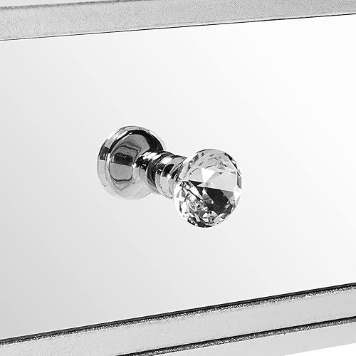 Miniatura 9 de VINGLI Juego de 2 mesas auxiliares de espejo con cajón, mesita de noche moderna, mesita de noche, mesa decorativa para espacios pequeños, sala de