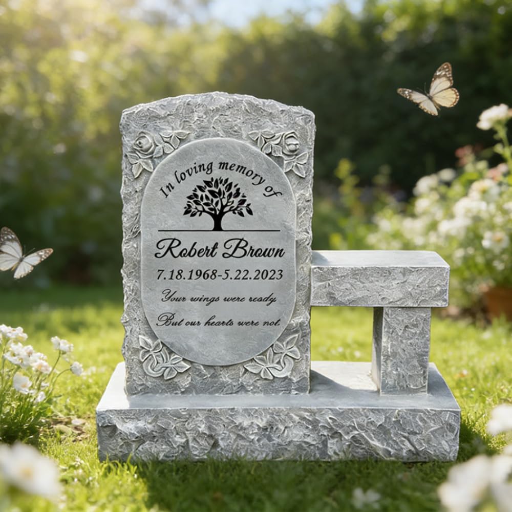 Personalized Memorial Bench in Memory of Loved Ones, Personalized Memorial Benches for Outdoors Graves Engraved with Name and Quote, Sympathy Memorial Gifts for Loss of Dad Mom Grandpa Loved Ones