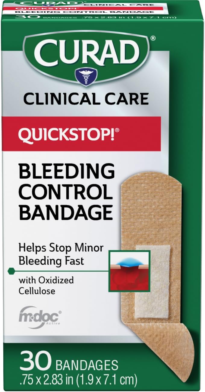 CURAD QuickStop! Flex-Fabric Bandages, 0.75x2.83 Inch, 30/Box, One Box