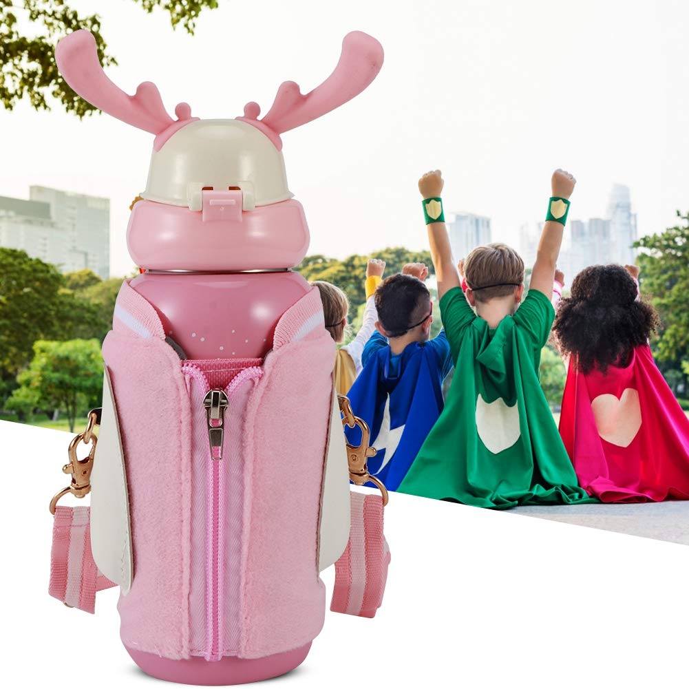 Isolierte Wasserflasche für Kinder, 500 Ml, Strohhalmdeckel (PINK)