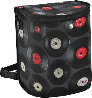 OTVEE Leak Proof Car Trash Can with Aluminum Film, Waterproof Car Garbage Can, Multipurpose Car Organizers Storage Bag, Hanging Car Trash Bag Bin Waste Basket for Car Retro Vinyl Whimsy