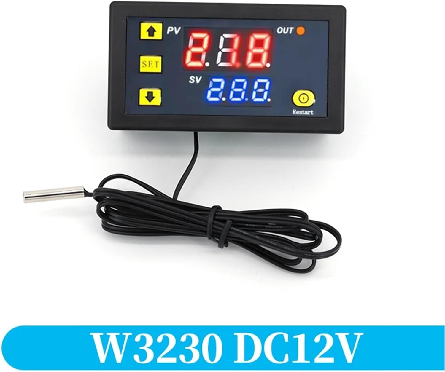 W3230 12V 24V AC110-220V 20A Digital Temperature Control Display Thermostat with Heat/Cooling Instrument 1Pcs(DC12V)