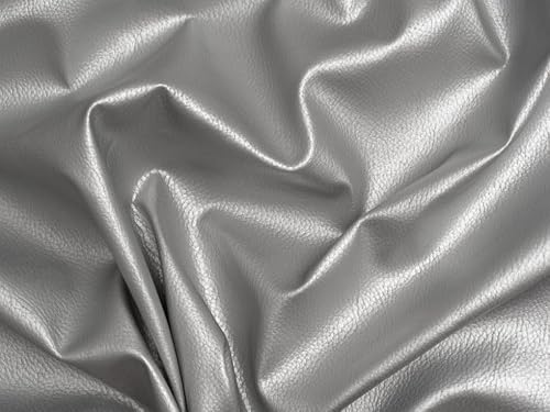 Minerva Core Range Silver Textured Faux Leather Fabric for Bag Making, Dressmaking & Upholstery - 140cm Wide - per metre