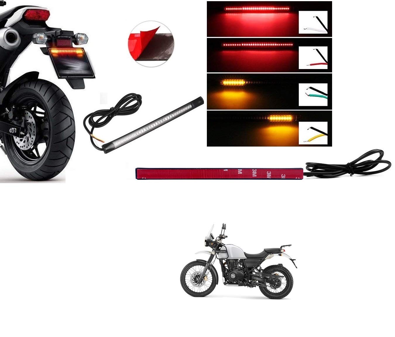 Kozdiko 48 SMD Flexible Led Strip Tail Light Bike Brake Light with Red and Yellow Color Turn Indicator Signals Light for Royal Enfield Himalayan (B08HDG39GZ) Amazon Price History, Amazon Price Tracker