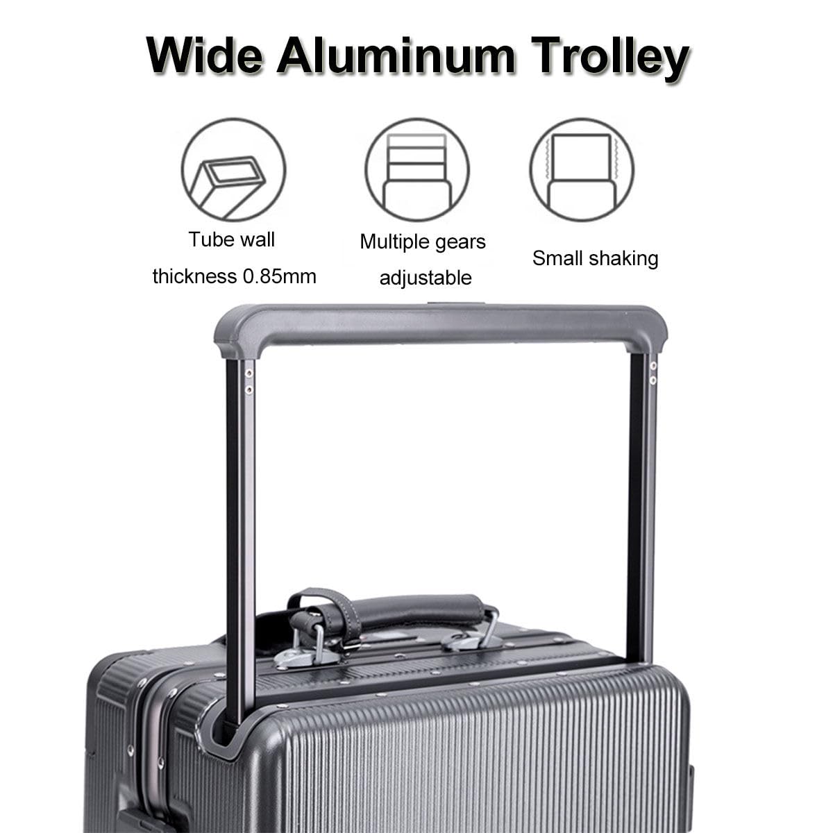 BEITH Otwarta walizka podróżna z przodu, BS849-2 aluminiowa rama twarda walizka uchwyt na kubek, USB, typ C, duży drążek podnoszący, obudowa PC, ciche koło 360°, zamek celny TSA