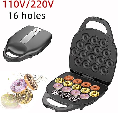 Miniatura 5 de Mini donut maker, 1400w donut maker, puede hacer 16 donas, calefacción de doble cara, sartén antiadherente, adecuado para reuniones familiares,