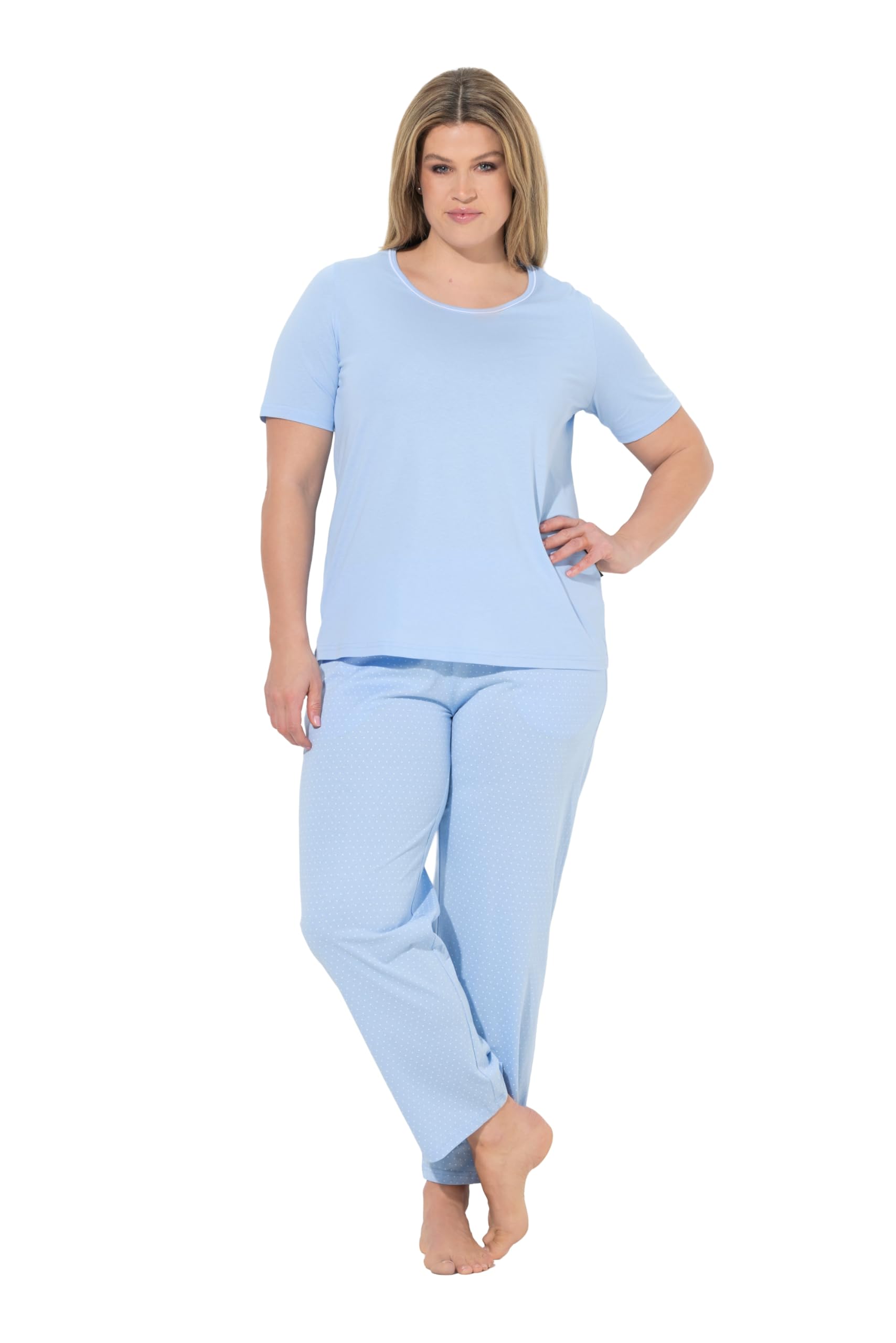 Ulla Popken Pigiama da Due Pezzi con Pallini e Mezze Maniche 821244