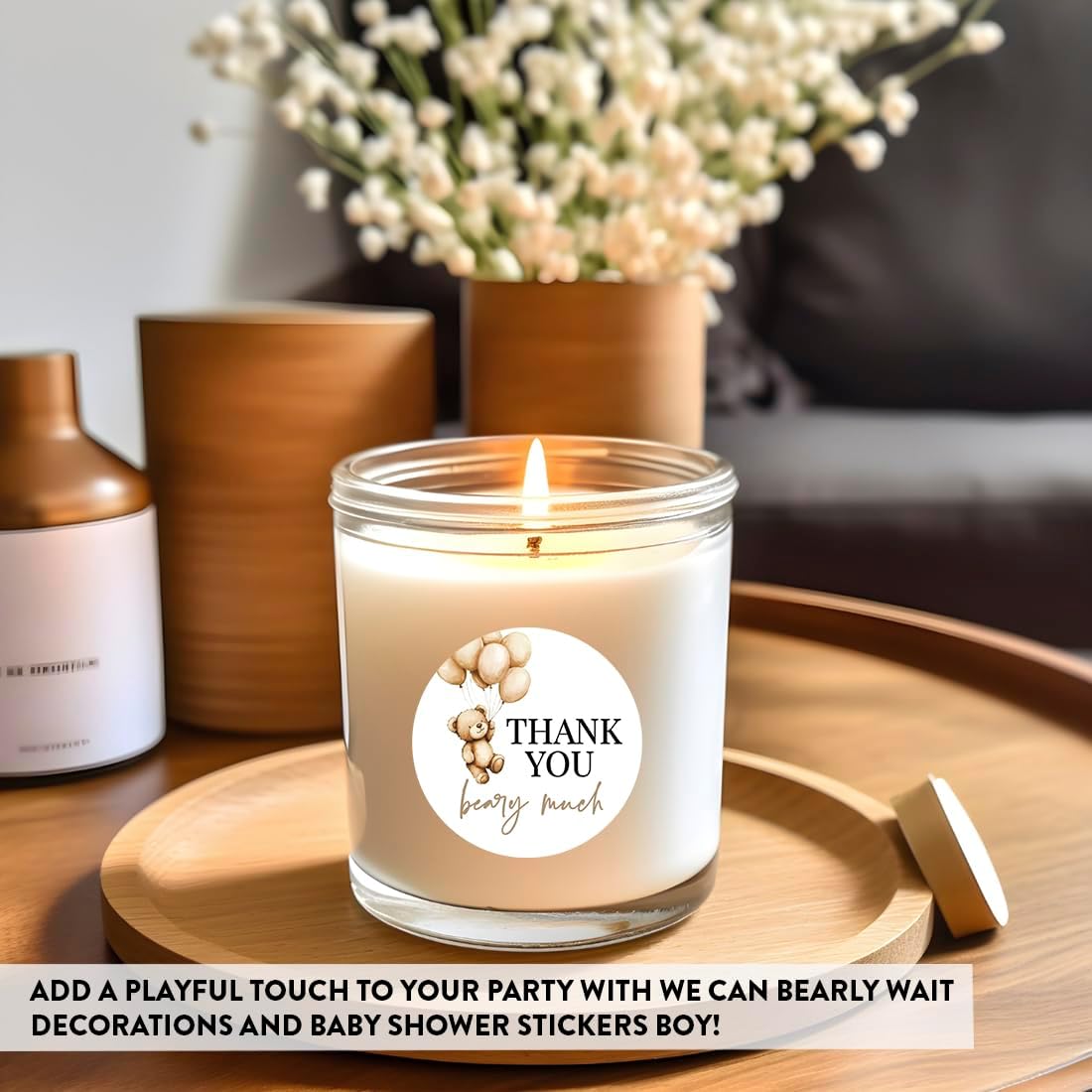 Andaz Press 2 Inch Round Thank You Beary Much Baby Shower Stickers, Teddy Bear Baby Shower Decorations, We Can Bearly Wait Decorations, Neutral Stickers for Candy, Favors, Envelopes, 40 Pack - Image 5