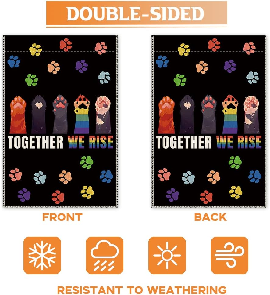 Hafhue Together We Rise Lift Each Other Up Welcome Garden Flag Yard Outdoor Farmhouse Decorations Waterproof Double Sided Printing 12x18 In, LGBTQ Rights equality Yard Flag Gift for Families Friends, - Image 3