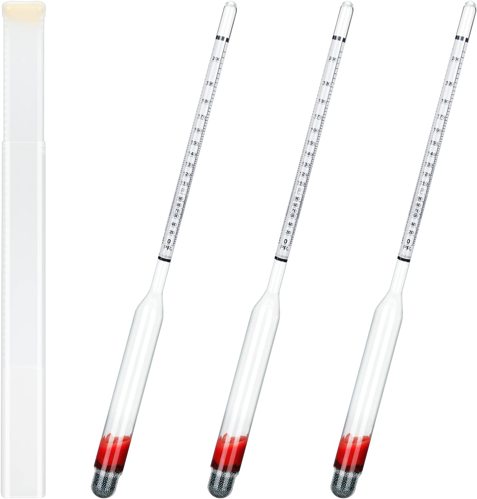 3 Pcs Glass Hydrometer Alcoholmeter 0-200 Proof, Alcohol Hydrometer Digital for Distilling Moonshine Liquor, White