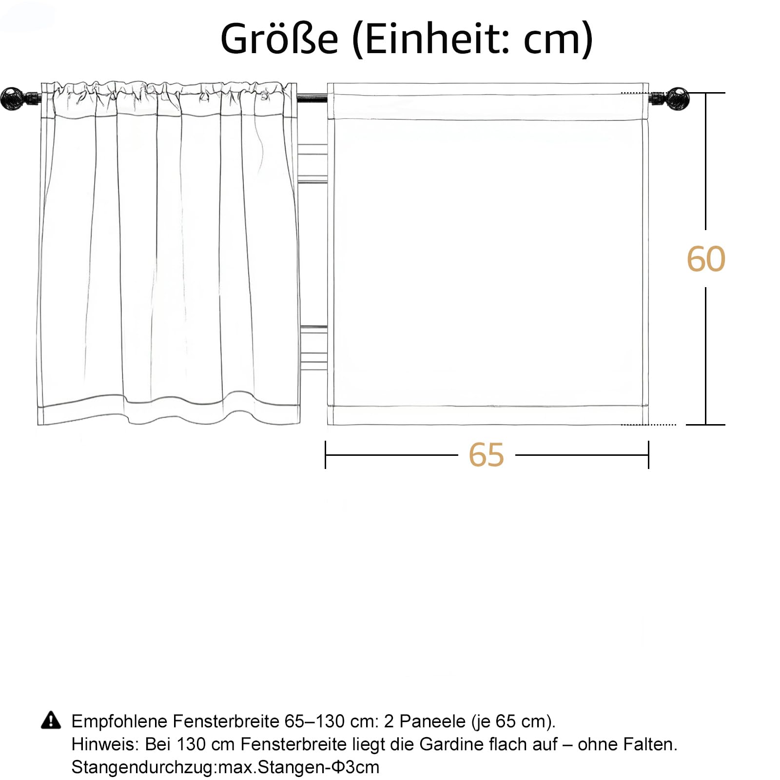 TOPICK - Tende con motivo geometrico, effetto lino, tende da cucina, oscuranti, stile marocchino, 65 cm x 60 cm (larghezza x altezza), blu su beige