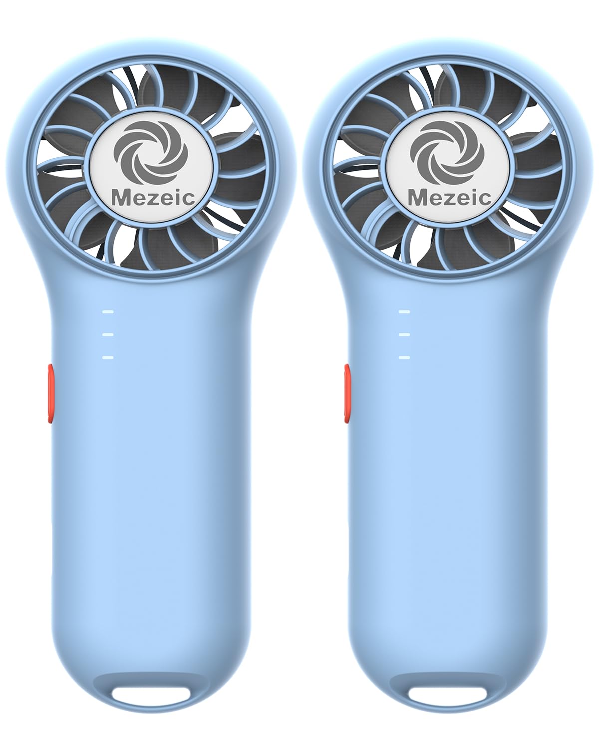 Mezeic Mini Handheld Fan, Portable Pocket Fan with Lanyard Ultra-Light Rechargeable Small Fans, Battery Operated USB Personal Face Fans for Summer Beach Office Travel Indoor Outdoor - Blue,2 Pack — image 1