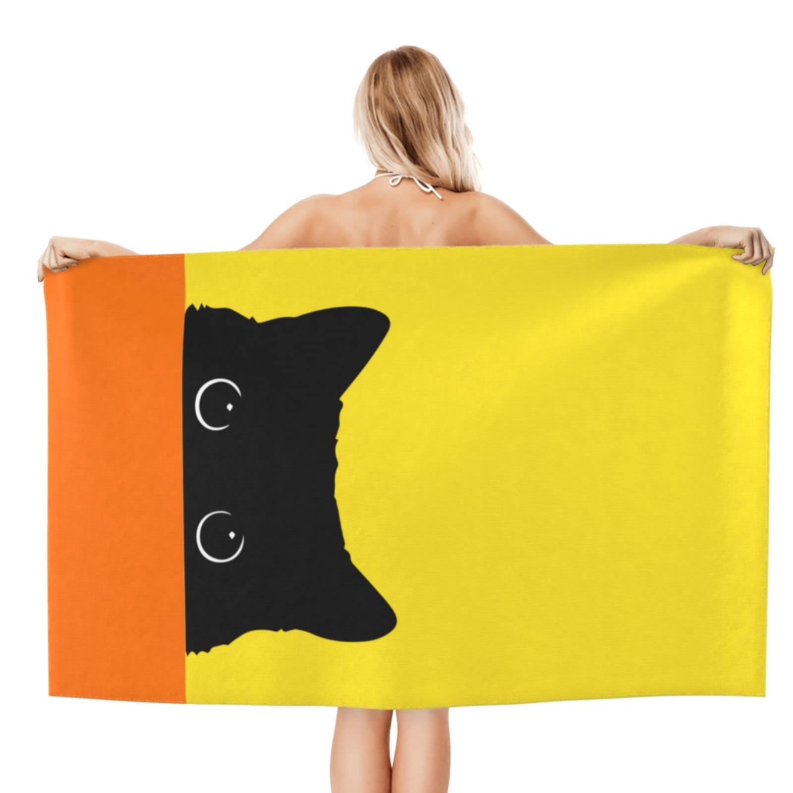 Amazon｜おしゃれ かわいい 黒猫 猫柄 バスタオル 大判 吸水速乾