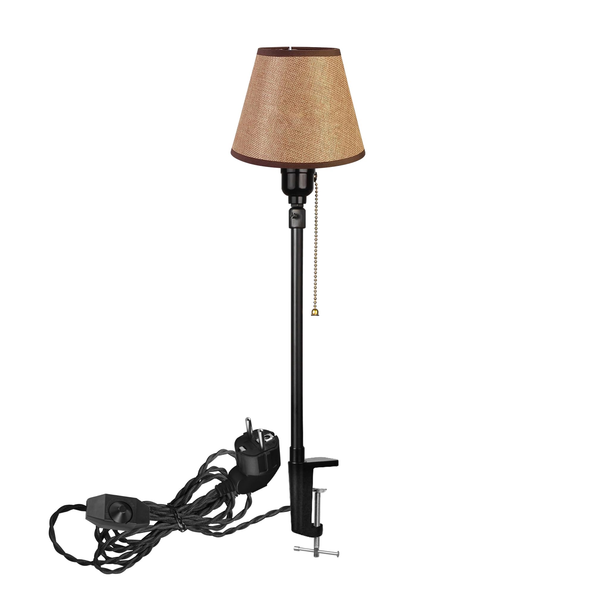 Modern Klemmleuchte,1 Packung Leselampe mit 2,5 m Kabel, Dimmbar Braune Nachttischlampe,Augenpflege Schreibtischlampe für Heimgebrauch Büro, E27 Lampenhalterung -DZTD0631