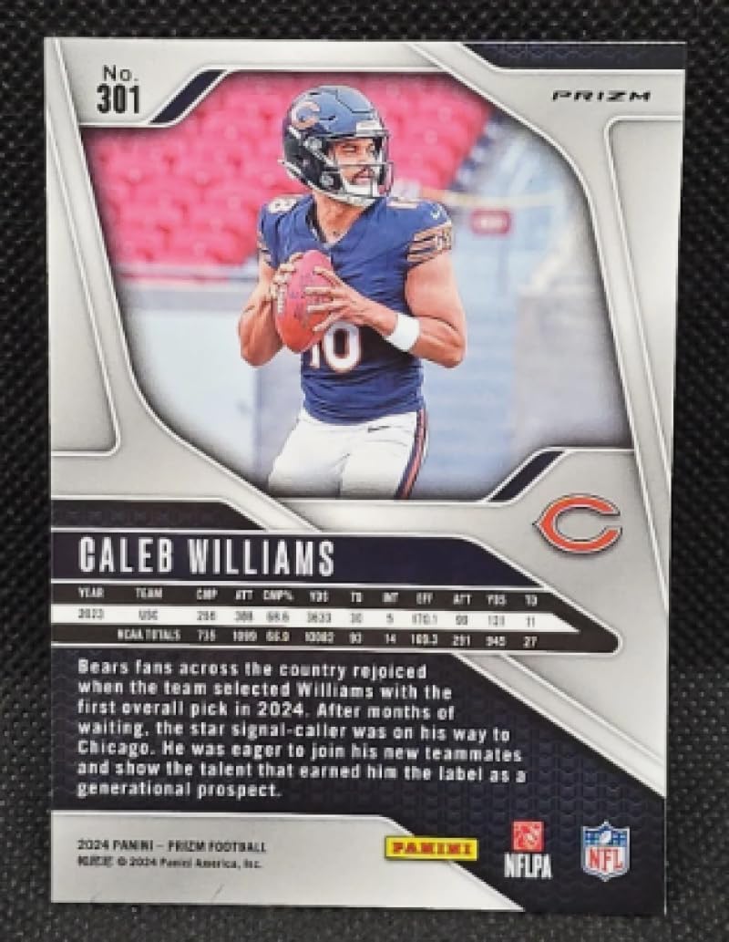 Football Trading Card 2024 Panini Prizm Prizm Lazer #301 Caleb Williams EX/NM RC Rookie Bears
