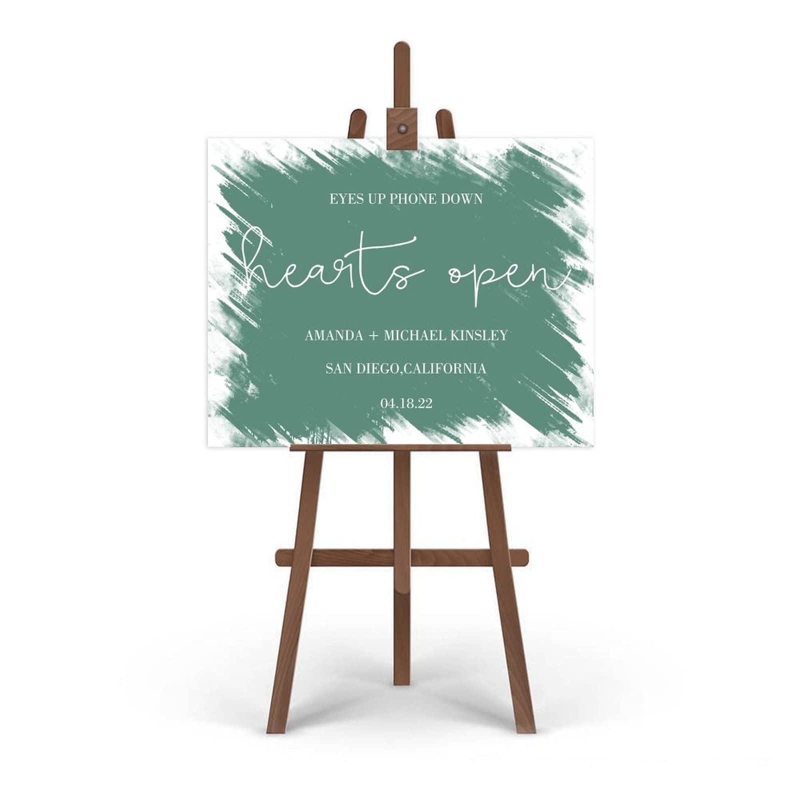 Edytowalny minimalistyczny znak ślubny personalizowany skrypt znak powitalny dostosowany do Twoich imion i dat, baby shower, rocznica, przyjęcie, pogrzeb, 45 x 61 cm