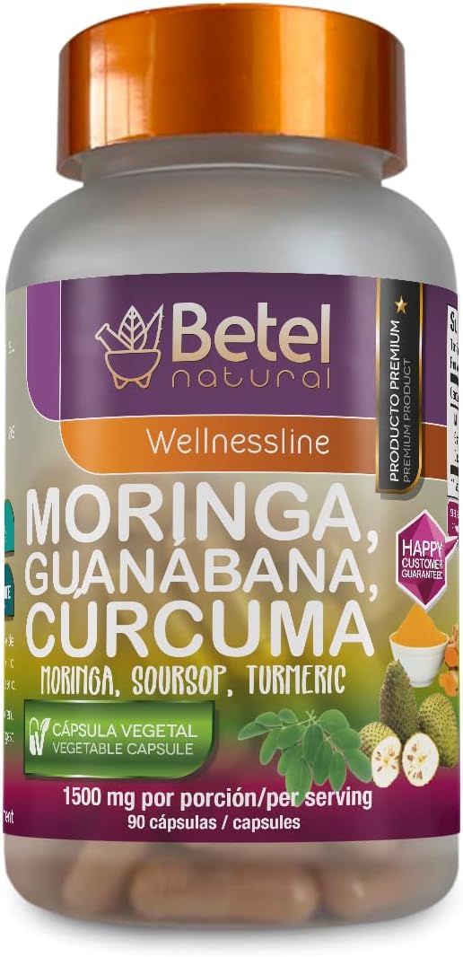 Premium Moringa Guanabana and Curcuma 3 Powerful Superfoods in 1-90 Capsules