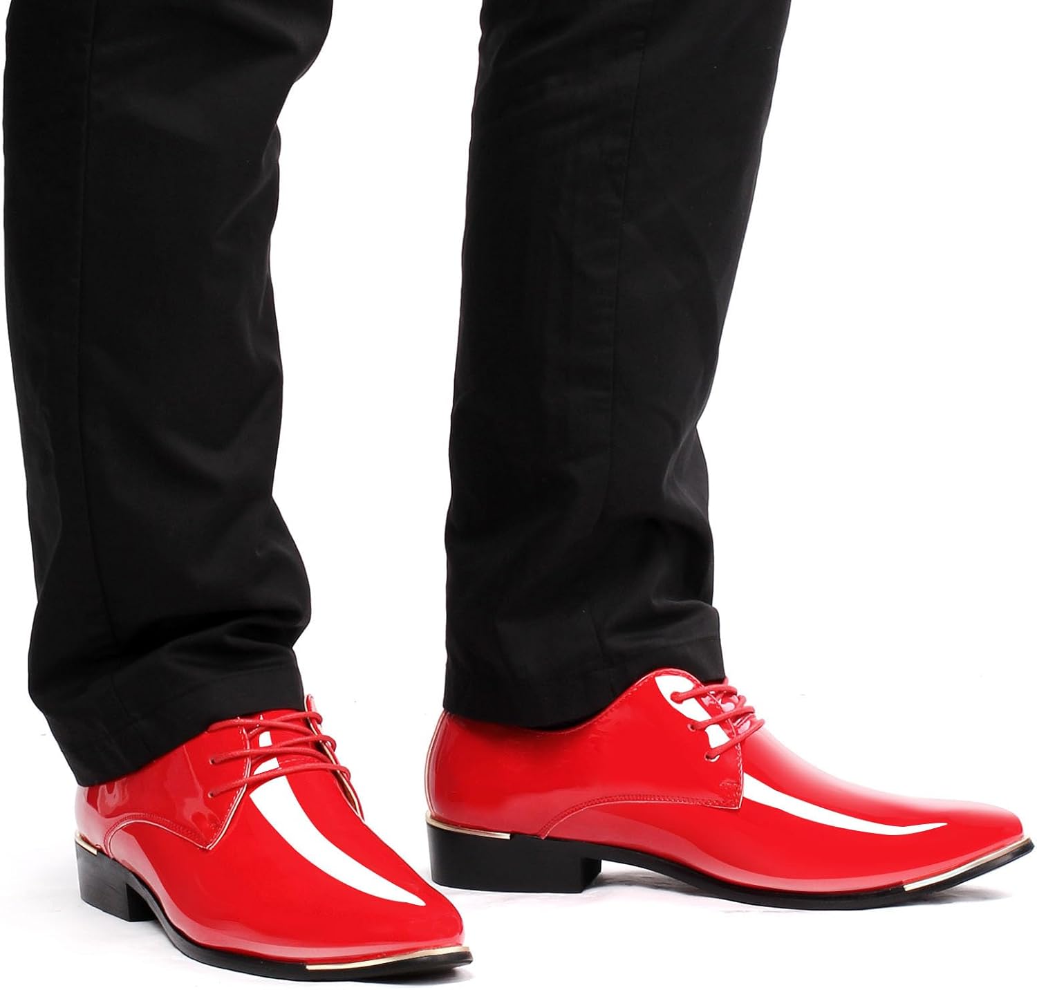 Men's Lace-Up Oxford Patent Leather Pointed Toe Business Formal Wedding Dress Shoes - Image 2