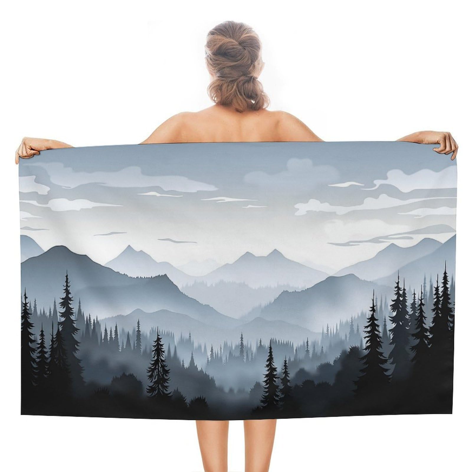 Anceky Misty Beach Towel Microfiber Soft Absorbent Oversized Large Bath Towel Blanket Thin Quick Dry for Adults Swimming Pool Yoga Gym Travel 51"X31"