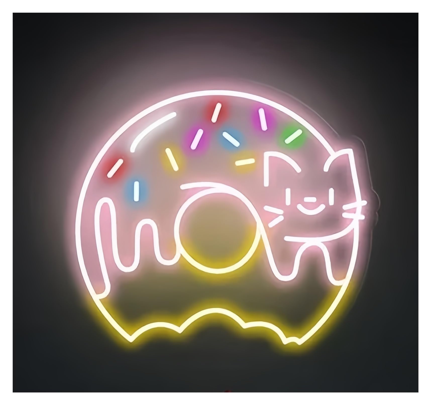 Shouxi F Sign Lamp Sweet Donuts Neon Sign Ood Bakery Dessert Kitchen Decor Coffee Shop Restaurant Decoration Welcome Sign(,55Cm)