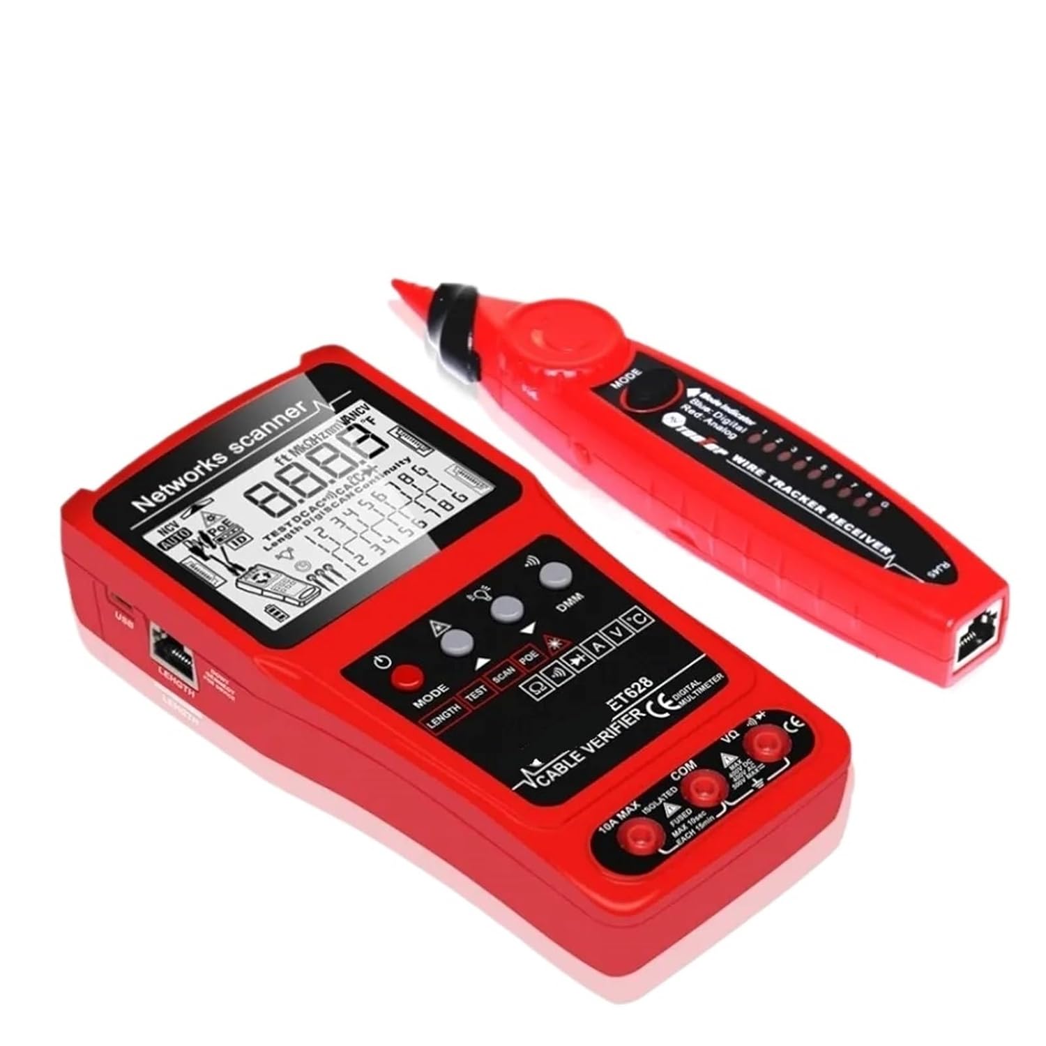 TOOLTOP 3 in 1 Network Scanner Visual Fault Locator Multimeter 600M Length Measure Cable Mapping POE Test Rj45 LAN Cable Tracker
