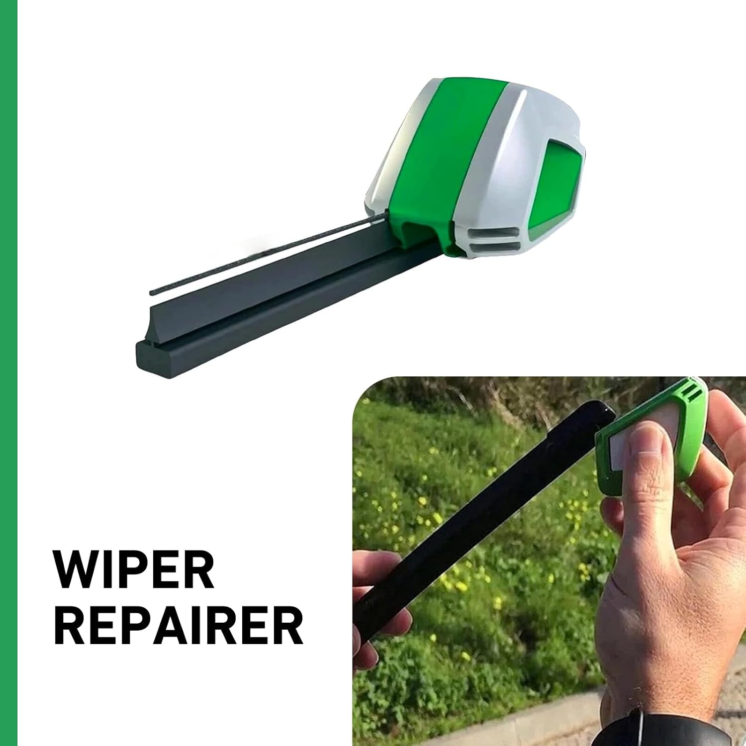 1 PC Car Windshield Wiper Regroover, Cleaning Wiper Blade Cutter Repairer, Universal Multi-function DIY Quickly Repair Tool, for Most Cars, Trucks, SUVs (Green)