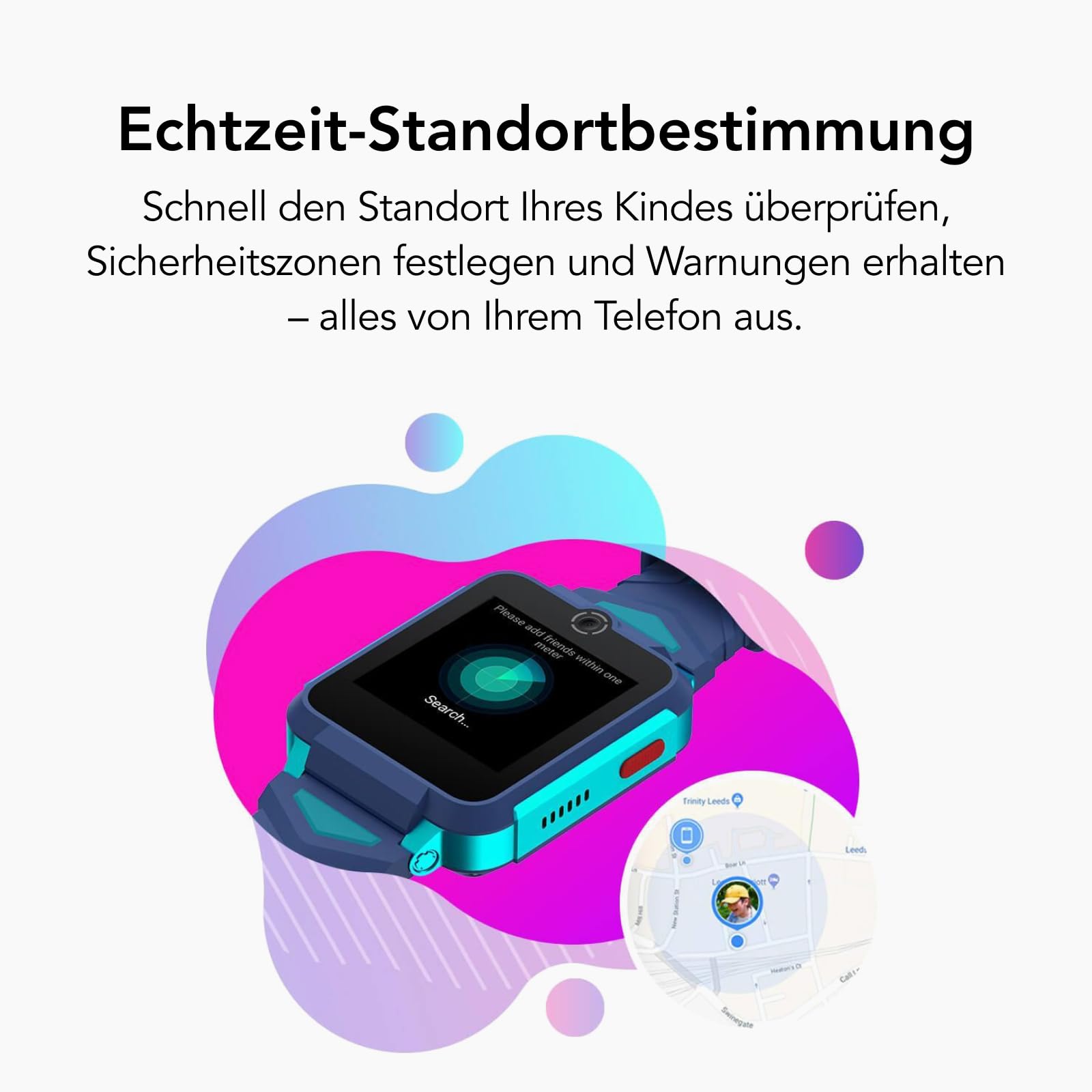 TCL 4G Video-Call-Smartwatch, GPS-Tracking, 2MP Kamera, Bis zu 7 Tage Akku, 1,54" Display, Aktivitäts-Tracking, Kinder-UI, SOS-Taste, Wechselband, Ohne SIM, Speed-Blau