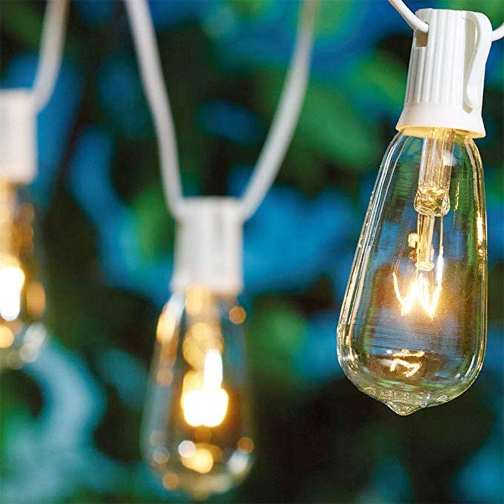Couah ‎10 Pack Edison Light Bulbs Replacement, 7-Watt C9/E17 Intermediate Screw Base ST40 Clear Glass Light Bulbs, ST40 Vintage Replacement Light Bulbs for Indoor Outdoor Patio String Lights