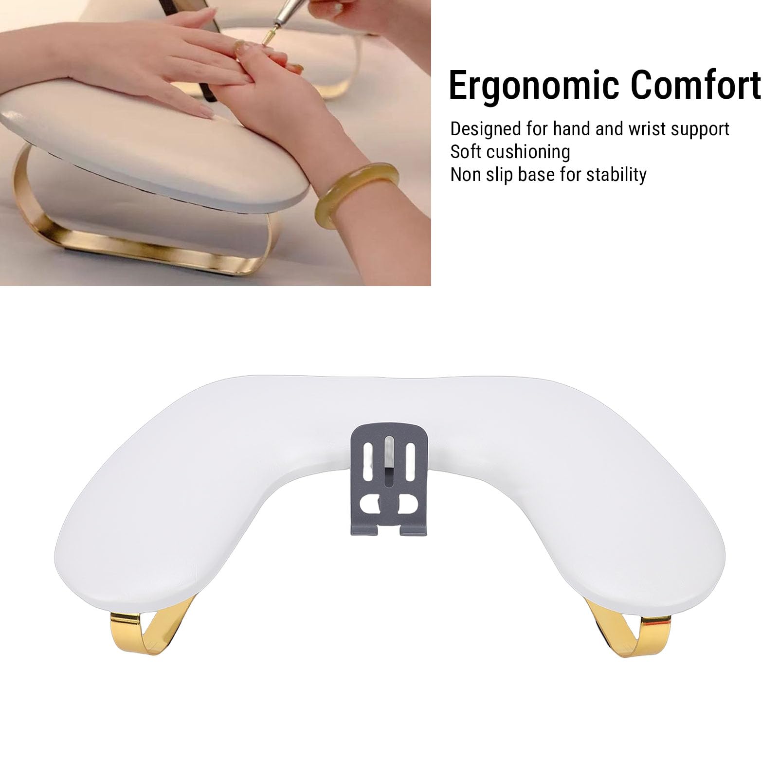 Cuscino per le Multifunzionale Design Ergonomico Poggiabraccio per Unghie Facile Pulire per Manicure (WHITE)
