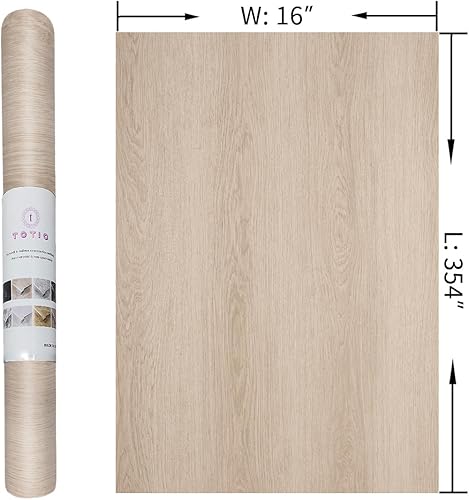 Miniatura 7 de TOTIO Papel de contacto de grano de madera amarillo de arroz, papel tapiz texturizado de nogal para despegar y pegar, 16 x 354 pulgadas, diseño de