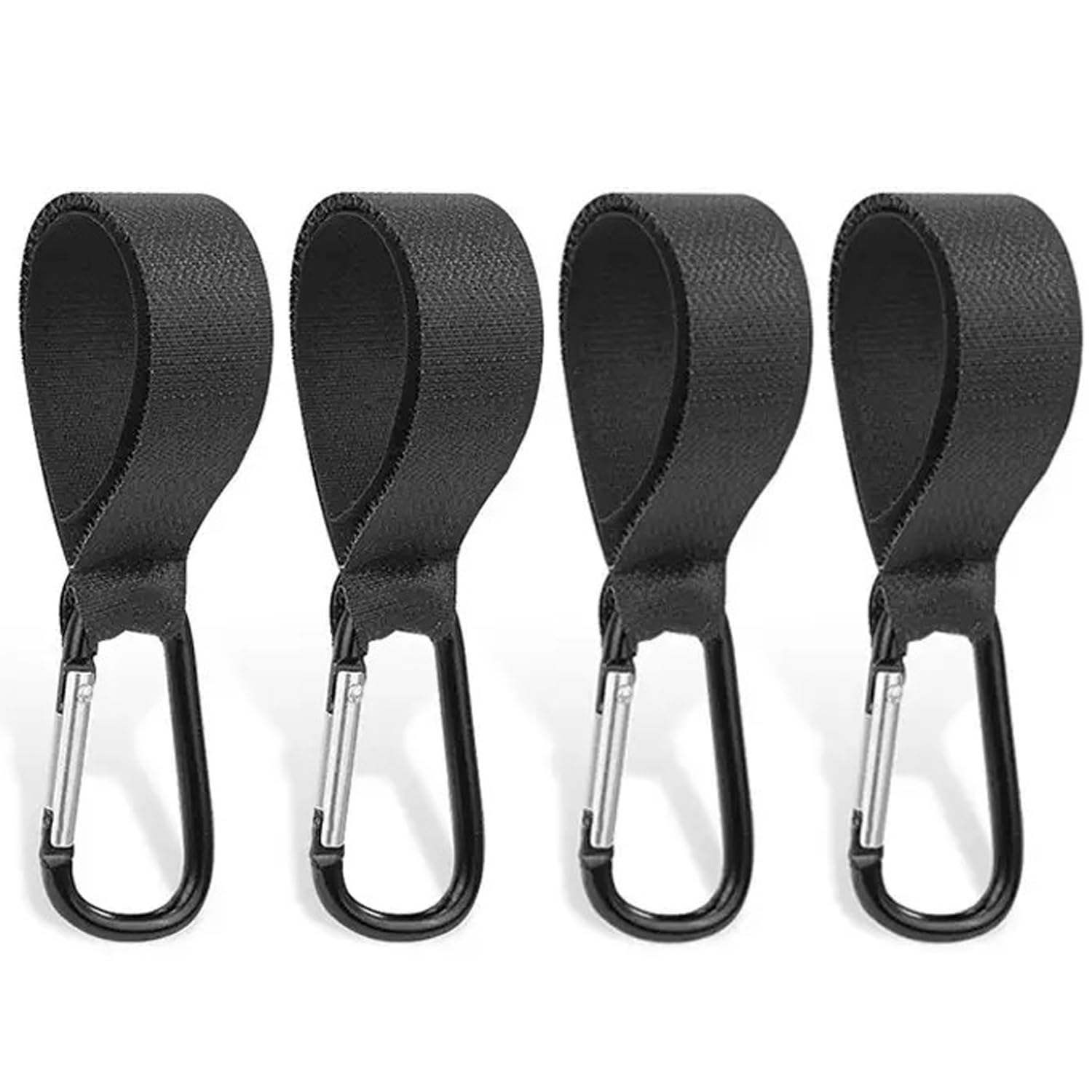 4Pcs Buggy Clips, Pram Hooks, Universal Non-Slip Pram Clips, for Bags Holder Baby Travel Essentials(Black Leather)
