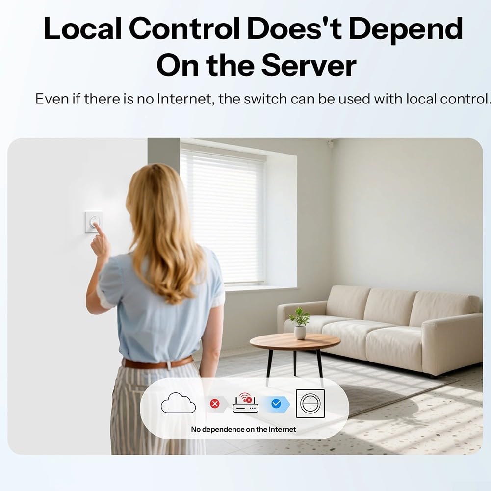 Interruttore per tapparelle WiFi MINI-RBS-E per serie Fusion, IP65 impermeabile Touch & per controllo vocale Alexa, carico 300 W, interruttore per persiane smart con telecomando APP