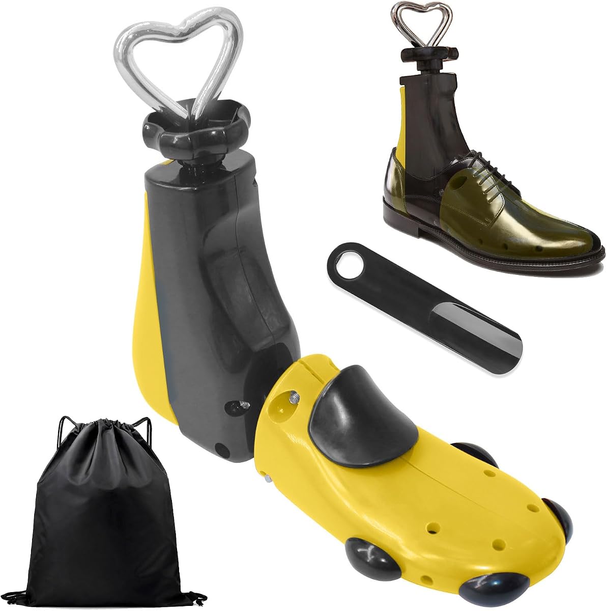 Boot Shoe Stretcher Men Women, 4-Way Shoe Tree Expander Stretch Width & Length, Adjustable Boot Stretchers for Women and Men Wide Feet，Yellow