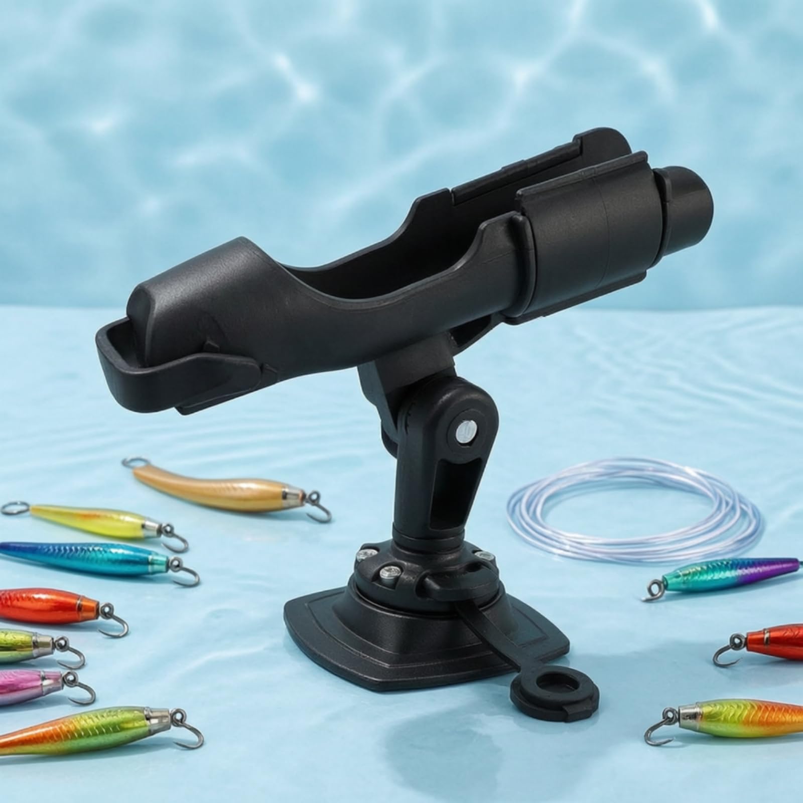 Portacanna da Pesca Supporto Regolabile Portacanne per Kayak Base Rotante Staffa Orientabile Accessorio per Plastica Dura Piastra Piana con Viti