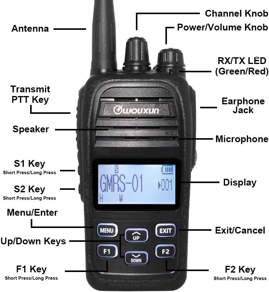 Wouxun KG-905G Plus Professional GMRS Two Way Radio with USB-C Charging + Bluetooth