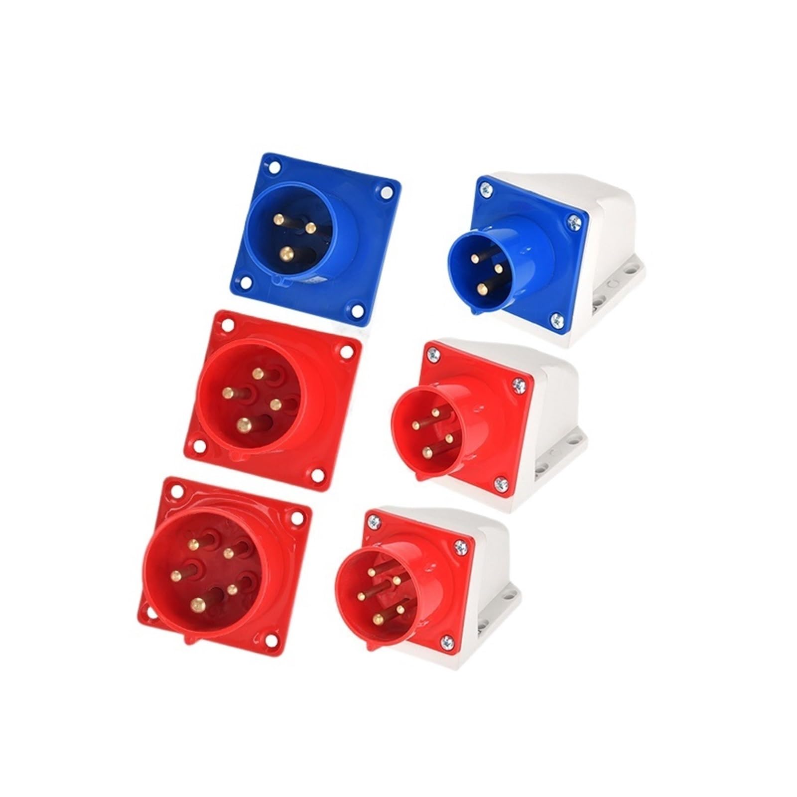 Conector de aviación industrial impermeable IP44 con conector macho y hembra 3 núcleos, 4 orificios 5 , 16/32 A(Connector 3p,16A)