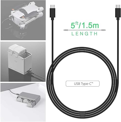 Miniatura 5 de 5FT USB C Drone Power Adapter Charger Cable for DJI Mini 3 Pro, DJI Mini 3, DJI Mini 2, DJI Mini 2 SE, Two-Way Charging Hub, DJI RS 3 Pro, RS 3, RSC
