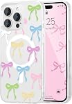 UEEBAI Magnetic for iPhone 17 Case, Bow Case Compatible with MagSafe, Wireless Slim Clear Ribbon Aesthetic Phone Cover Anti-Yellowing Shockproof Protective Cover for Women Girl - White